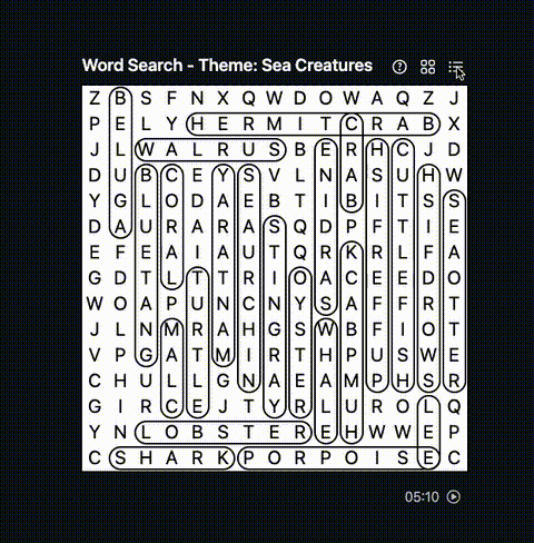 How to play Word Search example - completing the puzzle